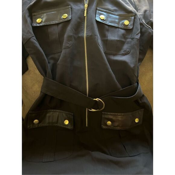 Sharagano Women's Short Sleeve Shirt Dress with Front Pockets. Brown. Size 12 - Picture 13 of 14